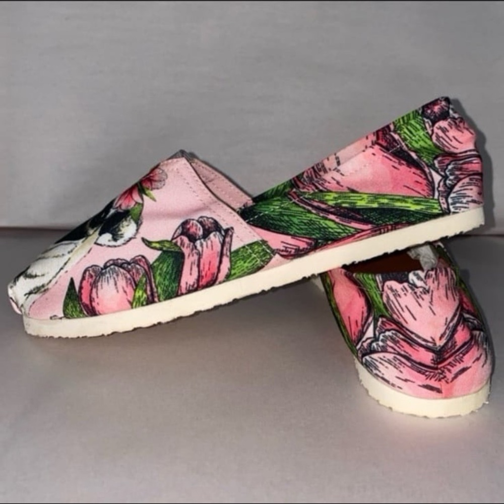 Groove bags Pink floral pug slip-ons loafer style women’s 7.5 shoes - Picture 3 of 7